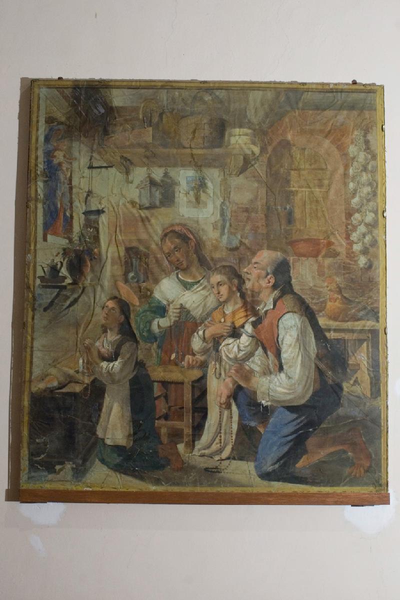 20-Bottega toscana sec. XX, Dipinto con Santa Zita nel focolare e devoti-beweb